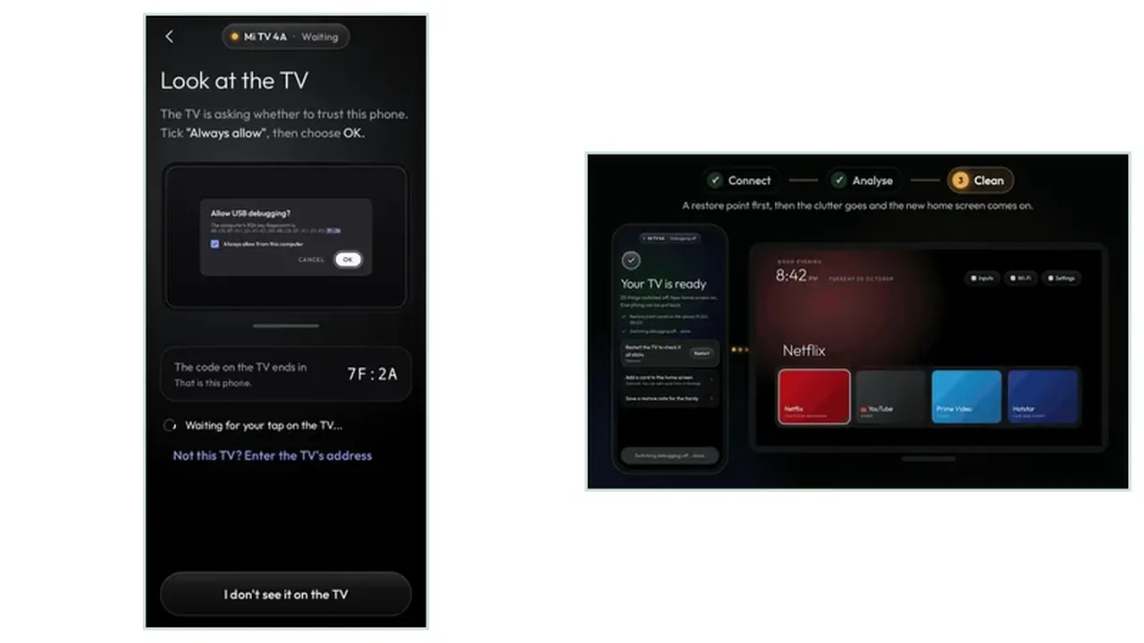 Clean Your TV manual tidy vs the app comparison