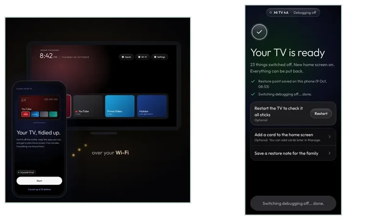 Clean Your TV connect step: the TV asks whether to trust this phone